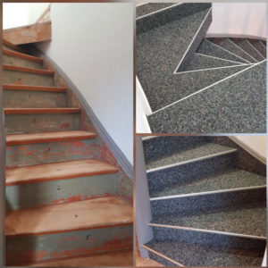 Treppe von UF-Bodenverlegung vorher und nachher